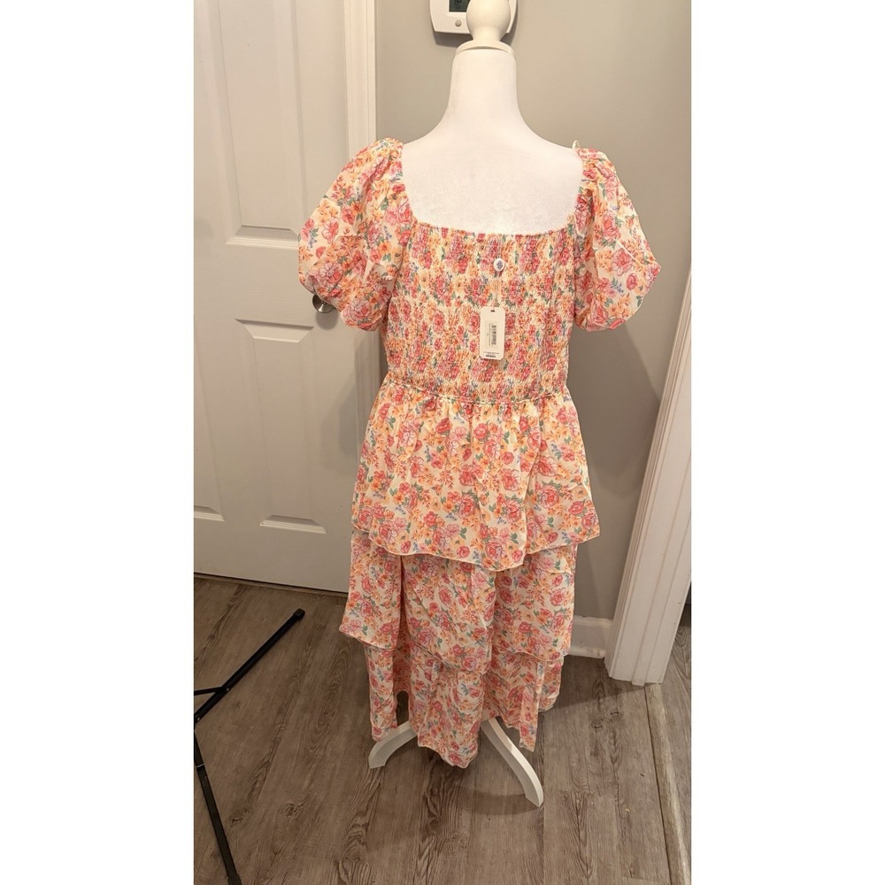 NWT Simply Southern Lucy Floral Tiered Midi Dress Sz XXL Cottagecore Garden - Picture 2 of 8